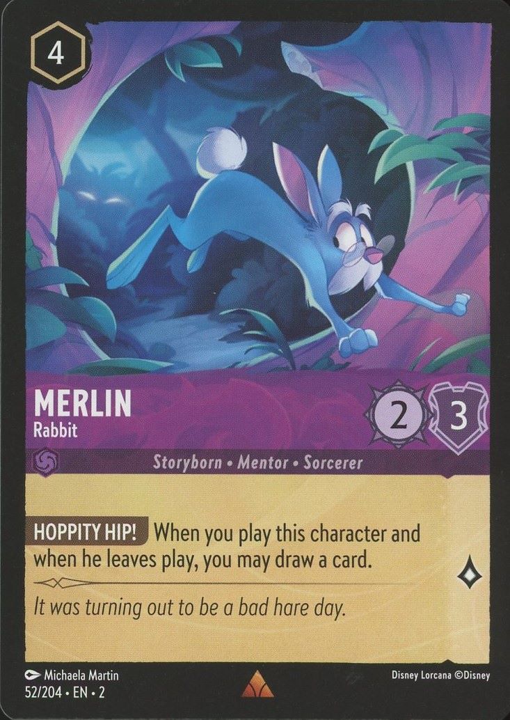 Disney Lorcana: Floodborn Merlin Rabbit Rare #52