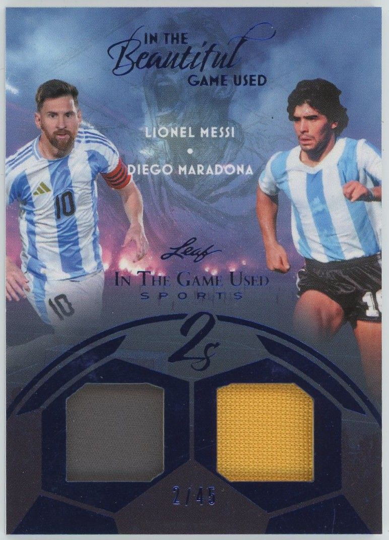 2025 Leaf In The Game Used Lionel Messi/Maradona Blue Patch #2/45 #B2-7