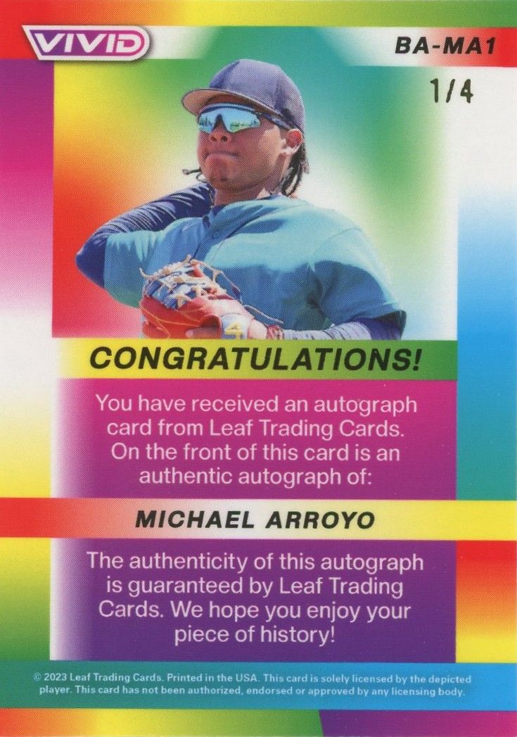 2023 Leaf Vivid Michael Arroyo Green Cracked Ice XRC Auto #1/4 #BA-MA1