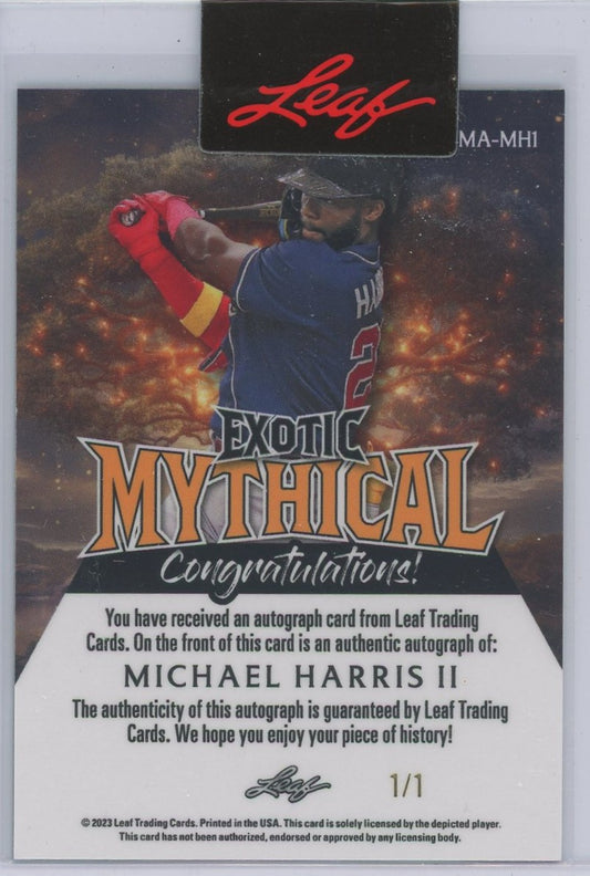 2023 Leaf Exotic Michael Harris II Mythical Auto #1/1 #MA-MH1 Atlanta Braves