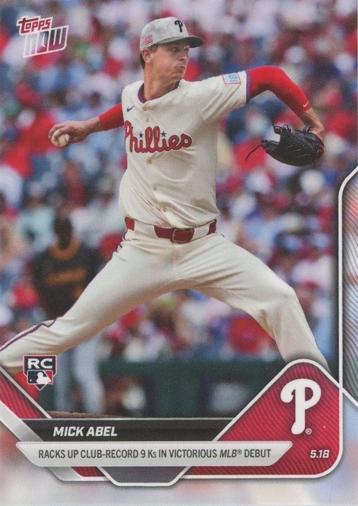 Mick Abel 2025 Topps Now MLB Debut Rookie RC #194 Philadelphia Phillies