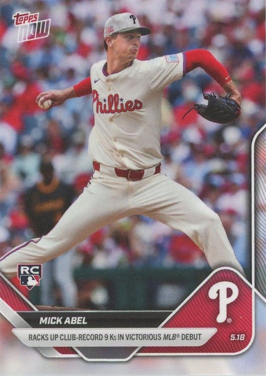 Mick Abel 2025 Topps Now MLB Debut Rookie RC #194 Philadelphia Phillies