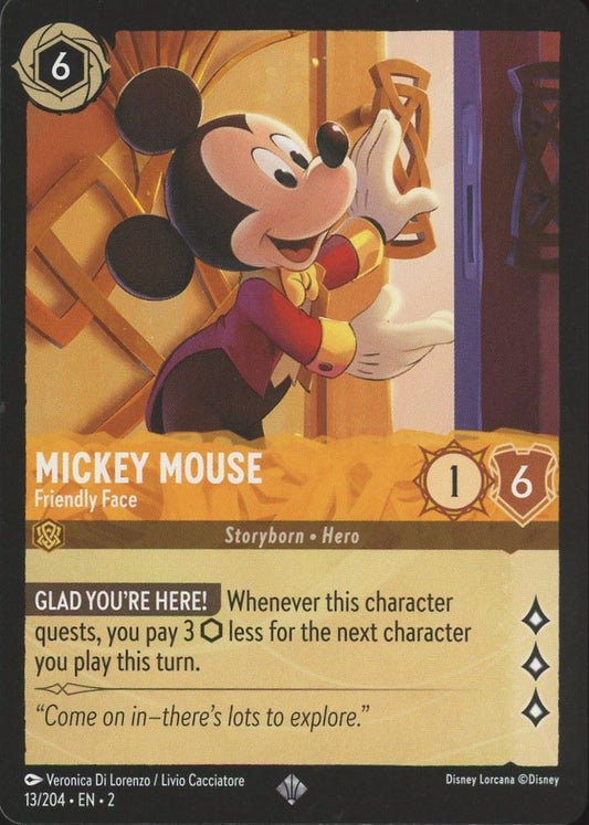 Disney Lorcana: Floodborn Mickey Mouse Friendly Face Super Rare #13