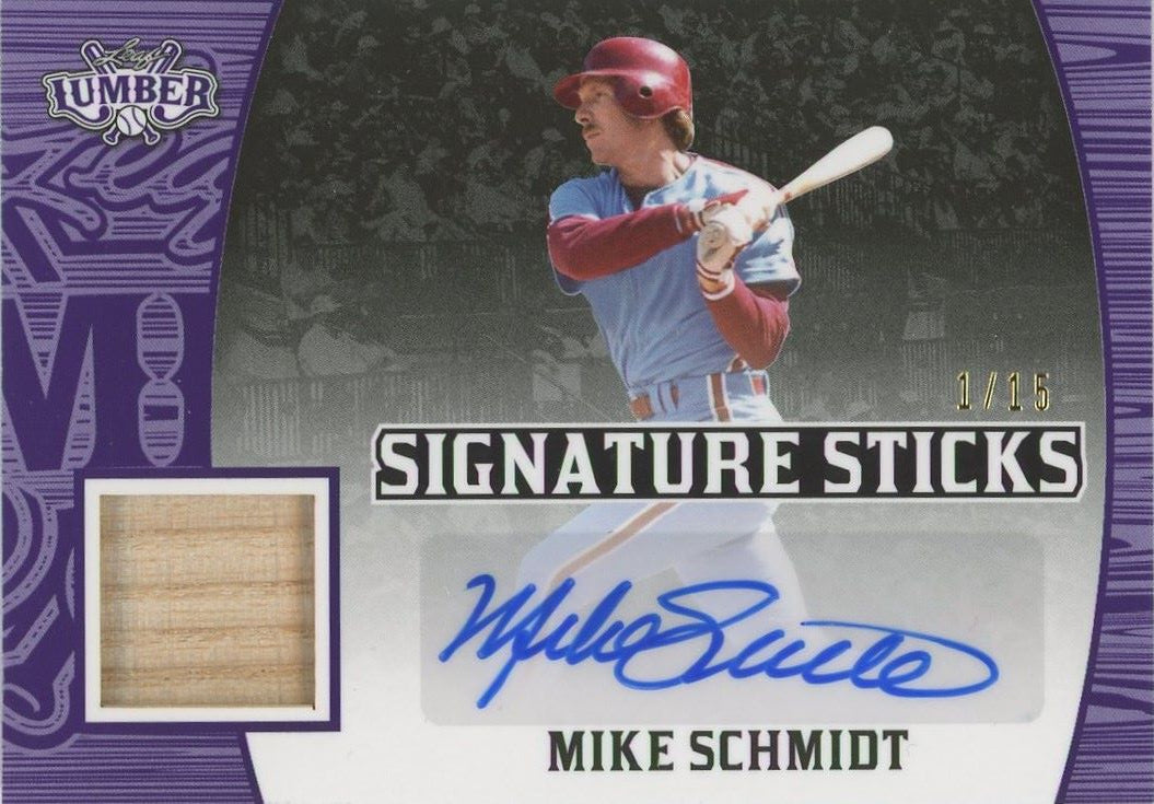 2024 Leaf Lumber Mike Schmidt Sign Sticks Used Bat Auto Purple #1/15 #SS-MS1