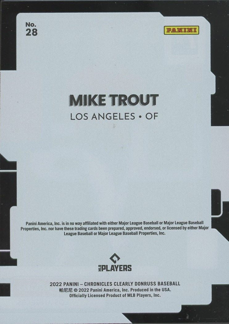 2022 Panini Chronicles Mike Trout Clearly Donruss #28