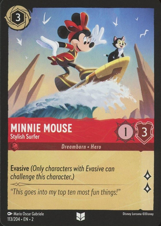 Disney Lorcana: Rise of the Floodborn Minnie Mouse Stylish Surfer #113 Uncommon