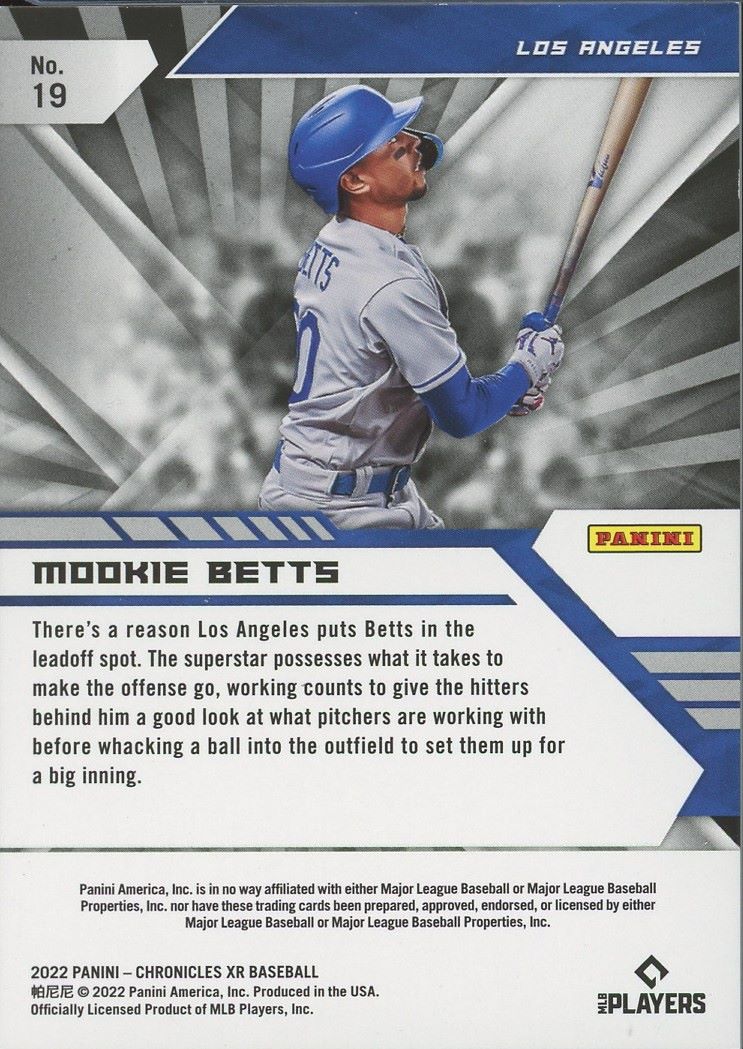 2022 Panini Chronicles Mookie Betts XR #/25 #19