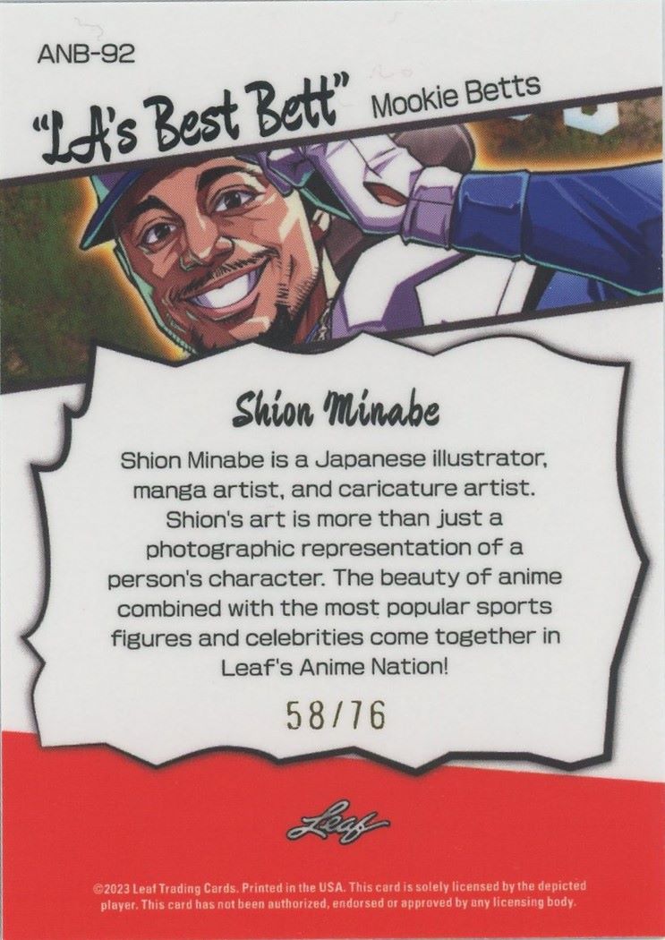 2023 Leaf Metal Mookie Betts Anime Nation #/76 #ANB-92