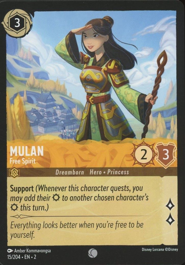 Disney Lorcana: Rise of the Floodborn Mulan Free Spirit #15 Common