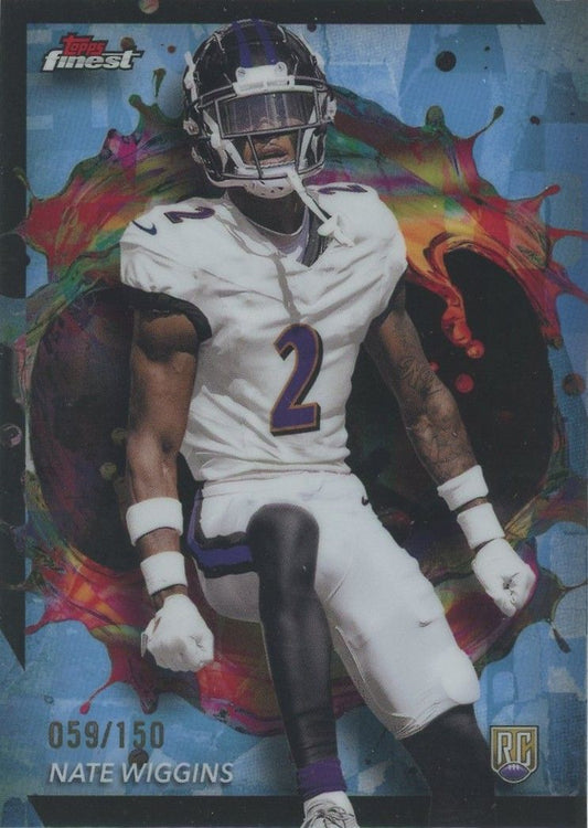 Nate Wiggins 2024 Topps Finest Rare Blue #59/150 #290 Balitmore Ravens