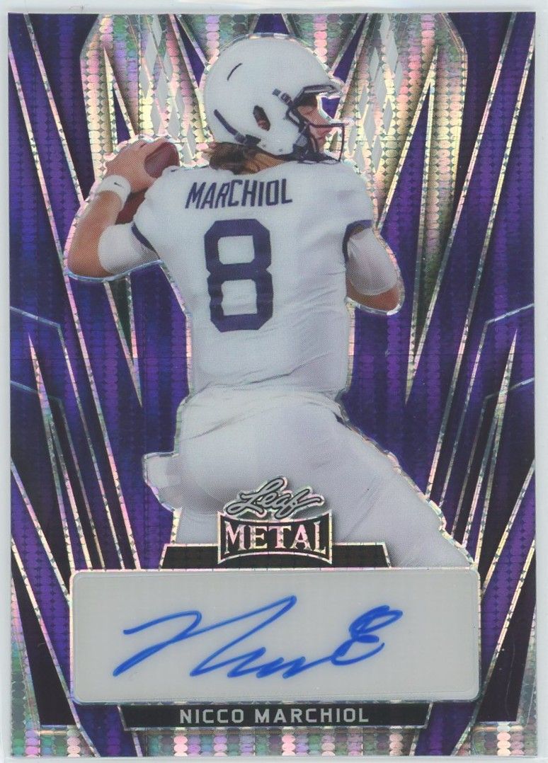 2024 Leaf Metal Football Nicco Marchiol Purple Shimmer Auto #2/3 #BA-NM1