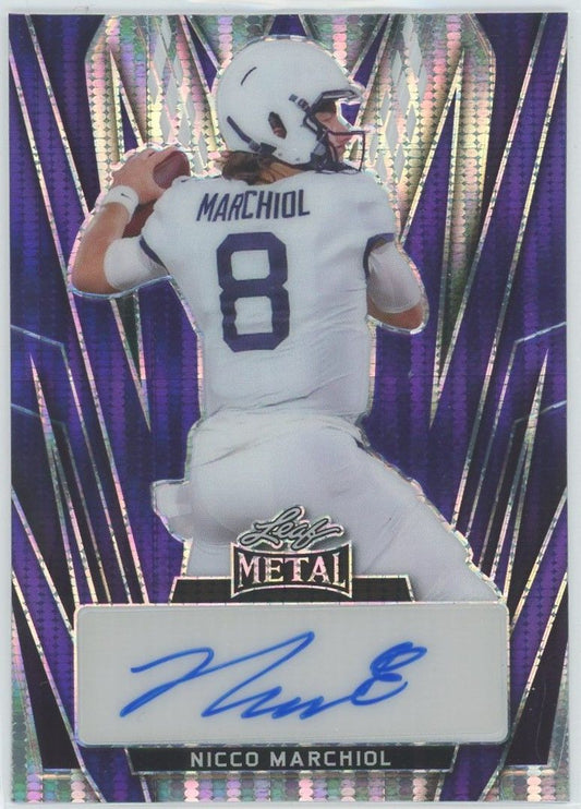 2024 Leaf Metal Football Nicco Marchiol Purple Shimmer Auto #2/3 #BA-NM1