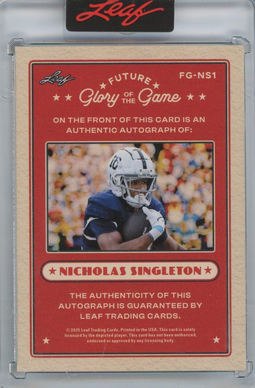 2025 Leaf Future Glory Of The Game Nicholas Singleton Silver Sparkle Auto #6/10 #FG-NS1