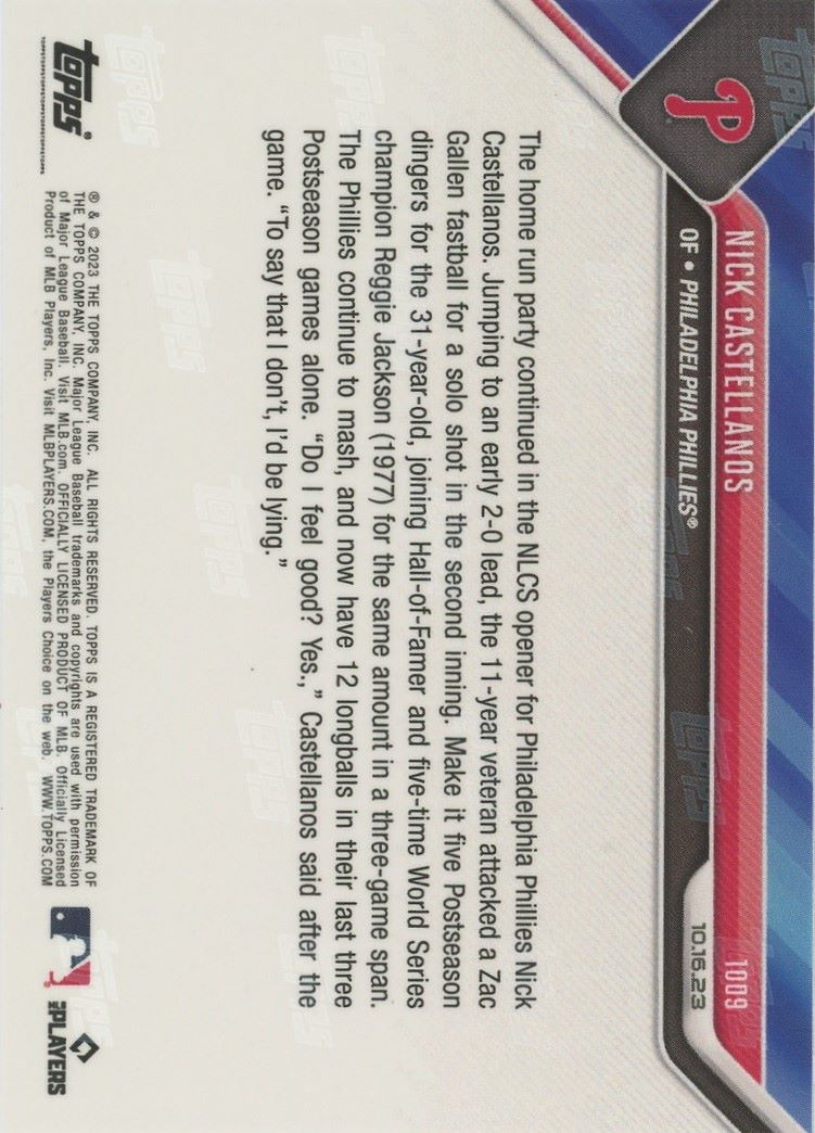 2023 Topps Now Nick Castellanos 5 HRs in 3 Games NLCS  #1009