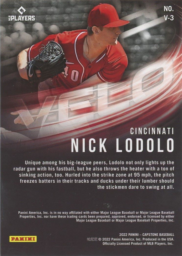 2022 Panini Capstone Nick Lodolo Velo Rookie #V-3