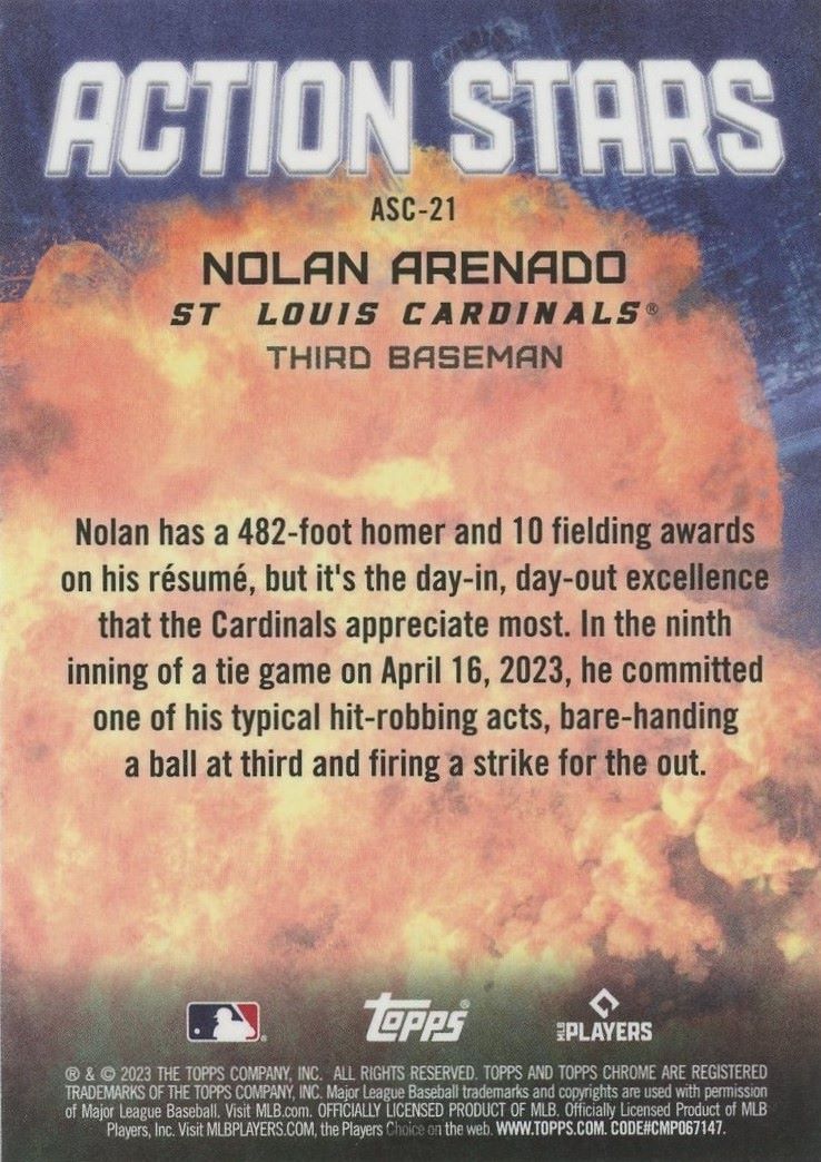 2023 Topps Chrome Update Nolan Arenado Action Stars #ASC-21