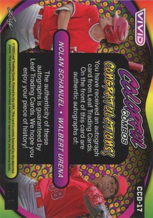 Nolan Schanuel/Walbert Urena 2023 Leaf Vivid Laser Auto #1/1 #CCD-17