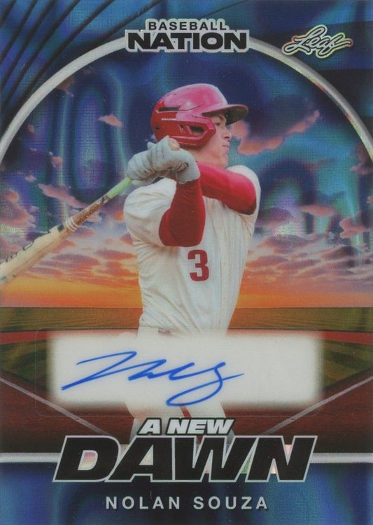 Nolan Souza 2025 Leaf Baseball Nation A New Dawn Blue Wave Auto #5/7 #NA-NS1