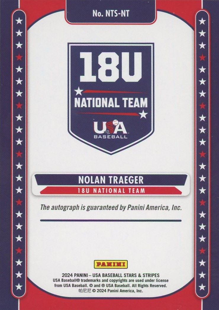 2024 Panini Stars and Stripes  Nolan Traeger AUTO #NTS-NT