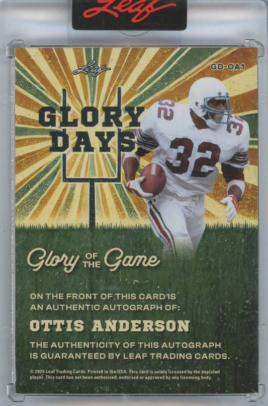 2025 Leaf Glory Of The Game Football Ottis Anderson Glory Days Auto #1/5 #GD-OA1