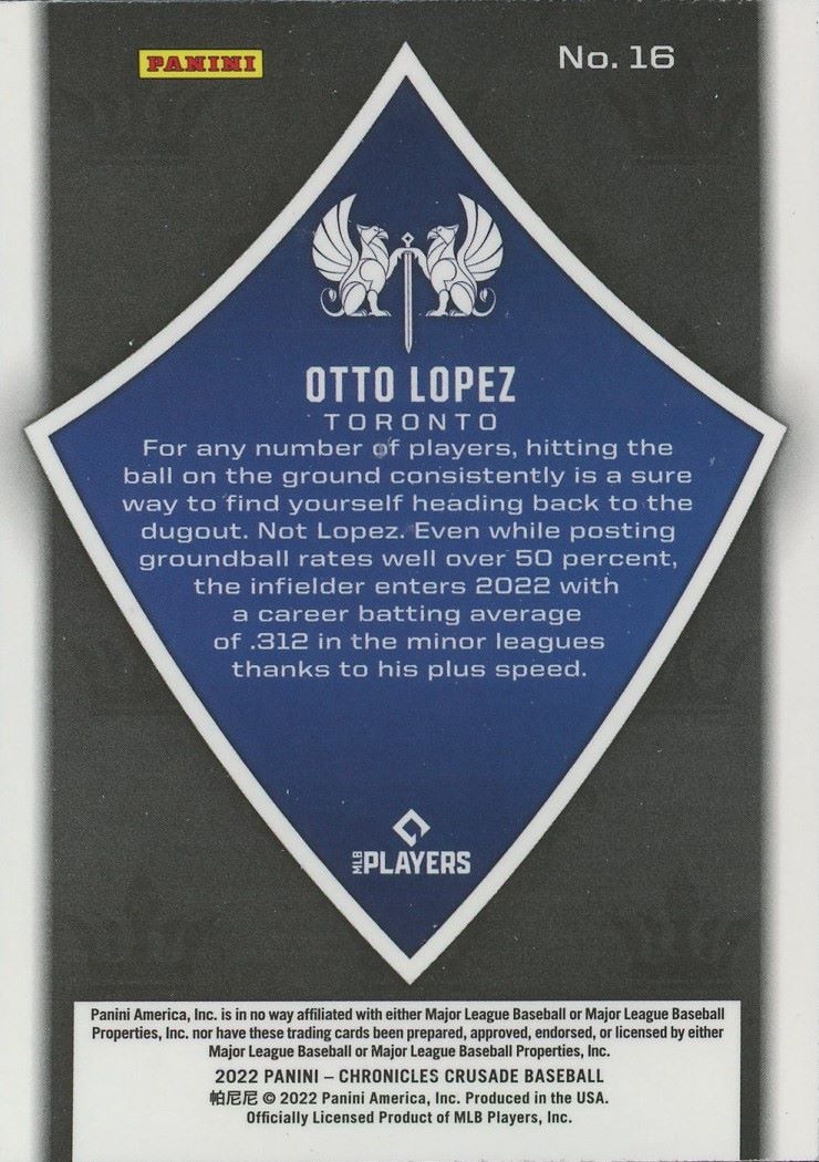 2022 Panini Chronicles Otto Lopez Crusade Rookie #16