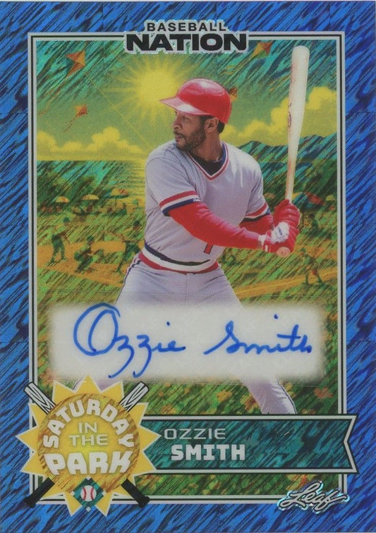 Ozzie Smith 2025 Leaf Baseball Nation Saturday In The Park Blue Shimmer Auto #1/1