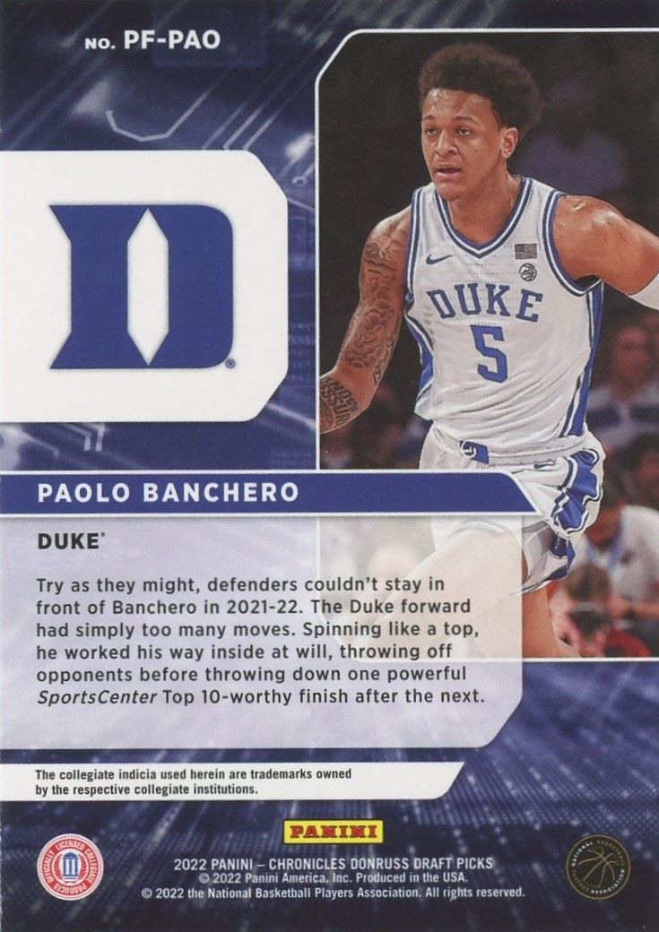 2022-23 Chronicles Paolo Banchero Draft Picks Power Formulas Rookie #PF-PAO