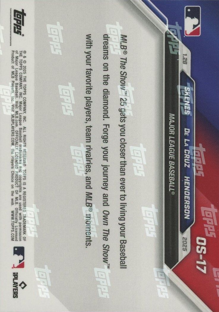 Paul Skenes/Elly De La Cruz/Gunnar Henderson 2025 Topps NOW MLB Show Cover #OS-17