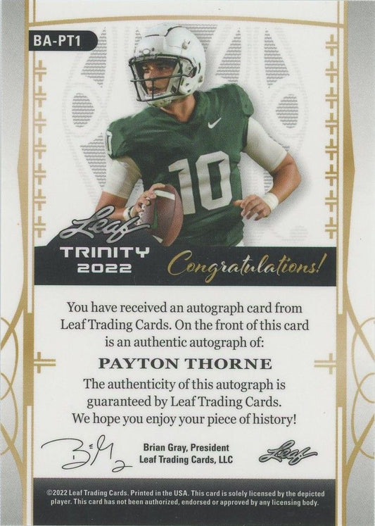 Payton Thorne 2022 Leaf Trinity Auto Silver #7/99 #BA-PT1