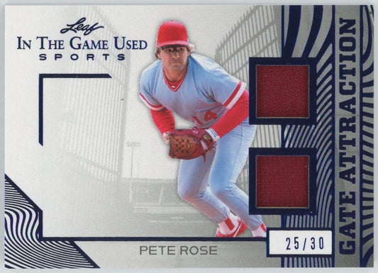 2025 Leaf In The Game Used Pete Rose Gate Attraction Blue Patch #25/30 #GA-32