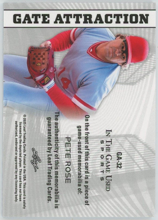 2025 Leaf In The Game Used Pete Rose Gate Attraction Blue Patch #25/30 #GA-32
