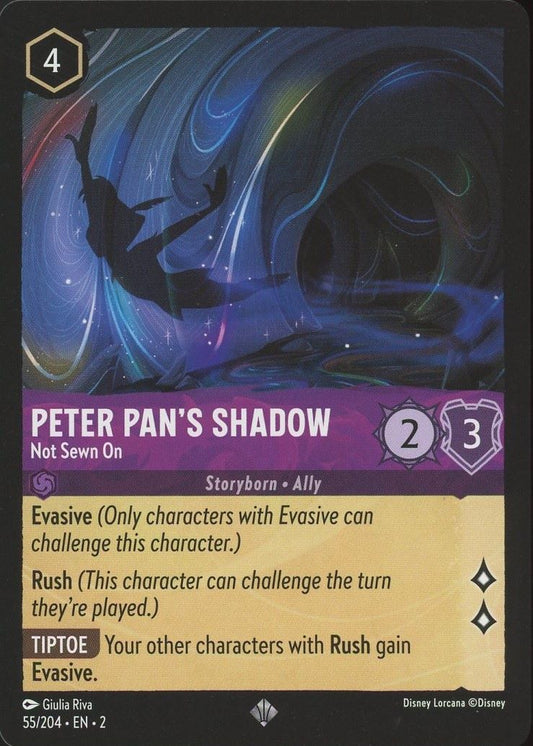 Disney Lorcana: Floodborn Peter Pan's Shadow Not Sewn On Super Rare #55