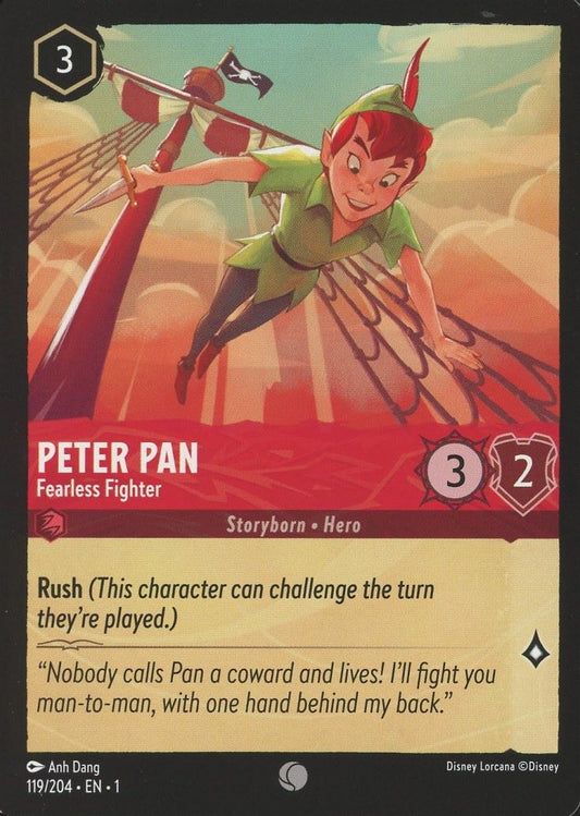 Disney Lorcana: The First Chapter Peter Pan Fearless Fighter Common #119