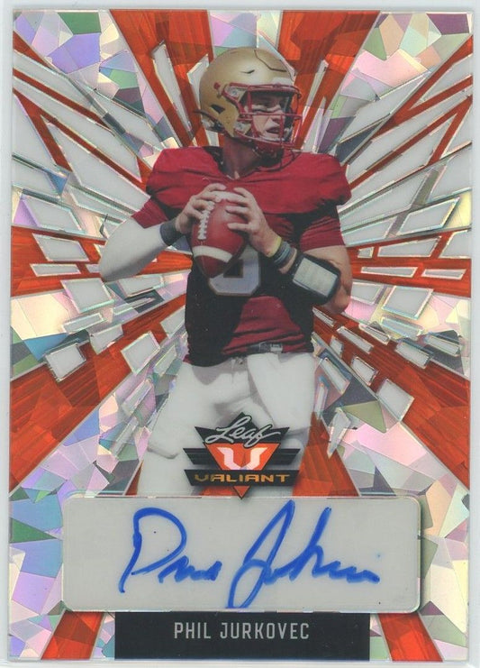 2022 Leaf Valiant Football Phil Jurkovec Orange Cracked Ice Auto #8/20 #BA-PJ1