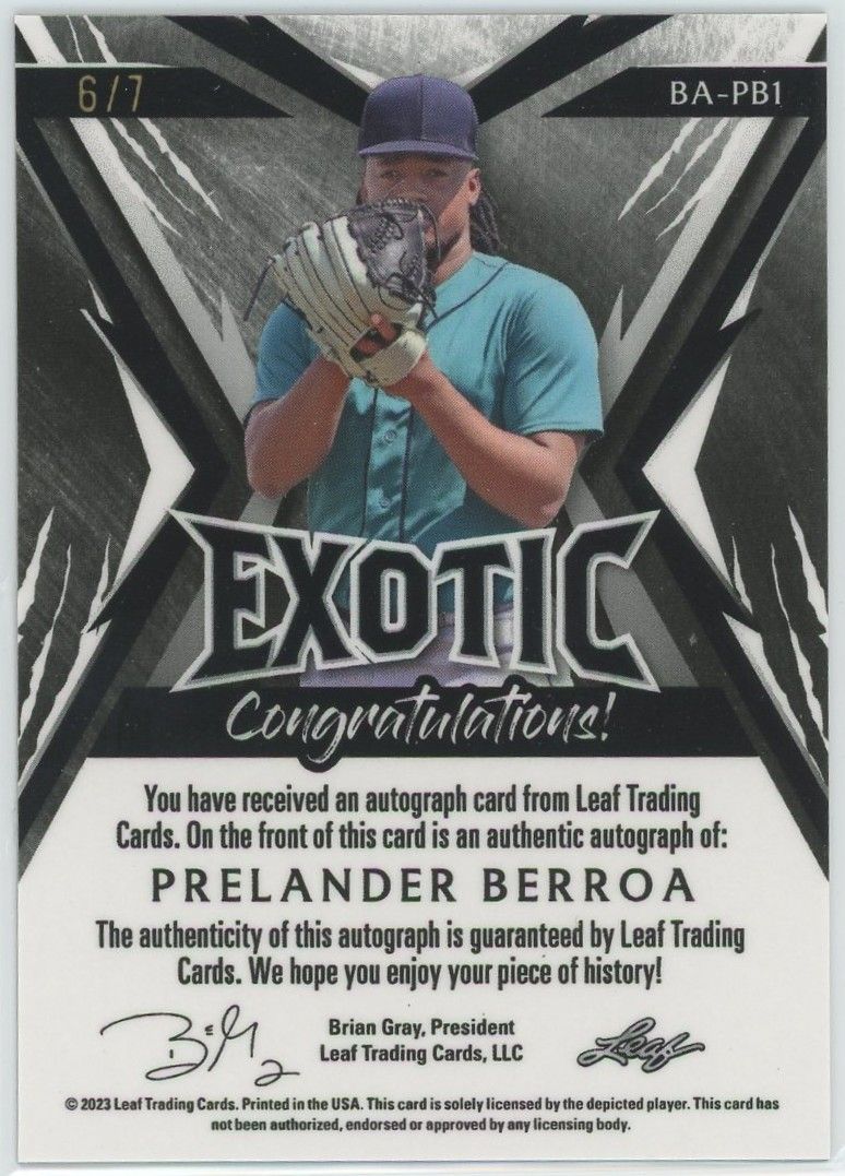 2023 Leaf Exotic Prelander Berroa Snakeskin Auto #6/7 #BA-PB1