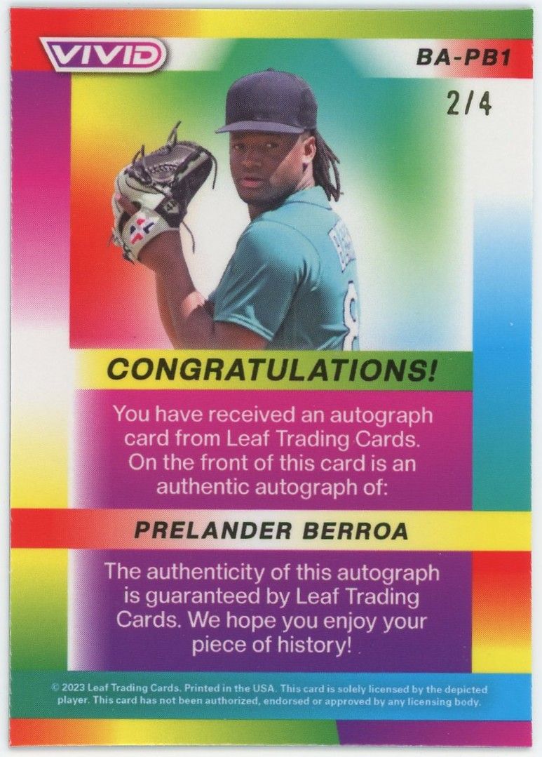2023 Leaf Vivid Prelander Berroa Green Cracked Ice Auto#2/4 #BA-PB1