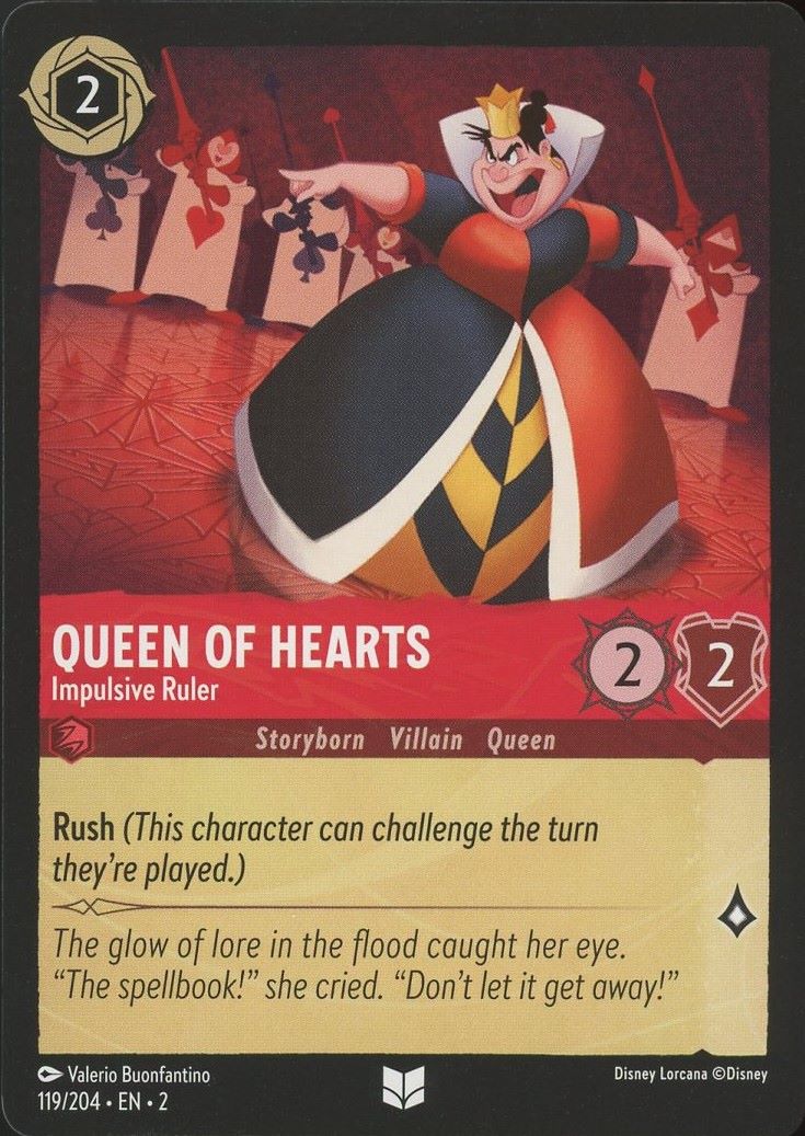 Disney Lorcana:Rise of Floodborn Queen of Hearts Impulsive Ruler #119 Uncommon