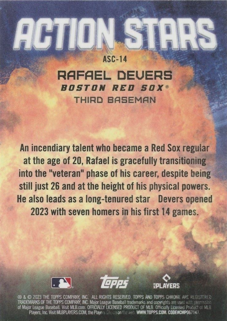 2023 Topps Chrome Update Rafael Devers Action Stars #ASC-14