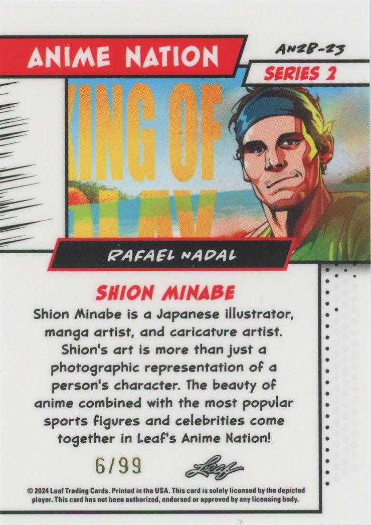 2024 Leaf Metal Rafael Nadal Anime Nation #6/99 #AN2B-23