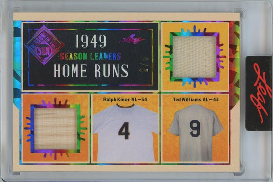 Ralph Kiner Ted Williams 2025 Seasons In The Sun Season Leaders Relic #2/8 #SL-12