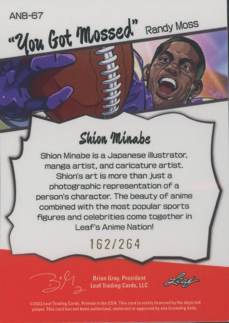 2023 LEAF Metal Randy Moss Anime Nation Card #/264 #ANB-67