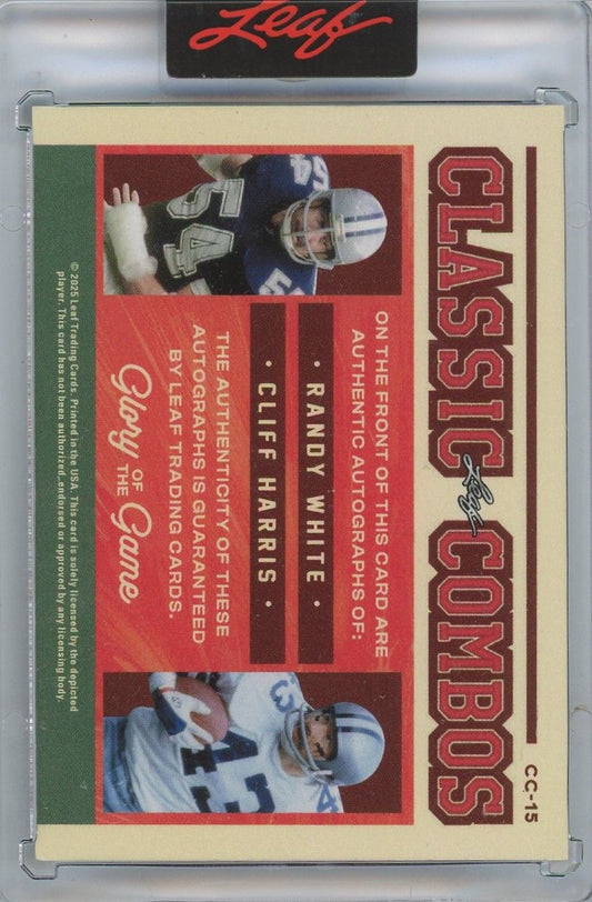 Randy White Cliff Harris 2025 Leaf Glory of the Game Classic Combos Auto #1/20 #CC-15