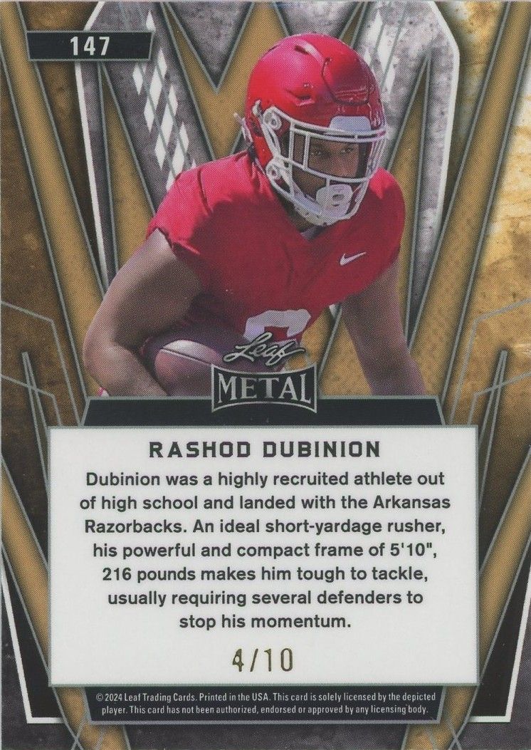 Rashod Dubinion 2024 Leaf Metal Football Proof #4/10 #147