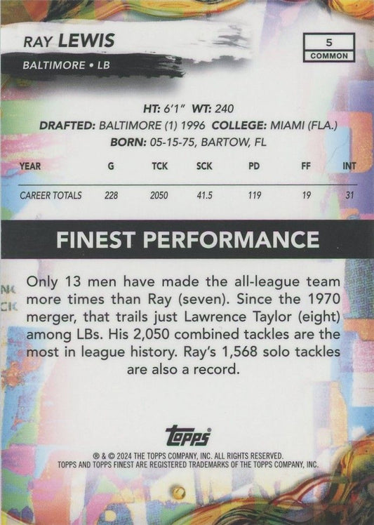 Ray Lewis 2024 Topps Finest Purple #194/250 #5
