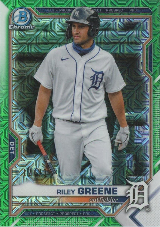 2021 Bowman Chrome Riley Greene Green Mojo Refractor #12/99