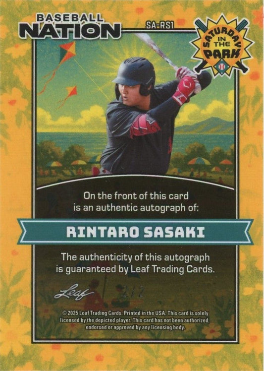 Rintaro Sasaki 2025 Leaf Nation Sat in the Park Orange Shimmer Auto #2/2 #SA-RS1