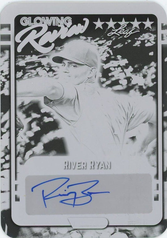 River Ryan 2023 Leaf Vivid Glowing Review Black Plate Auto #1/1 #GR-RR1