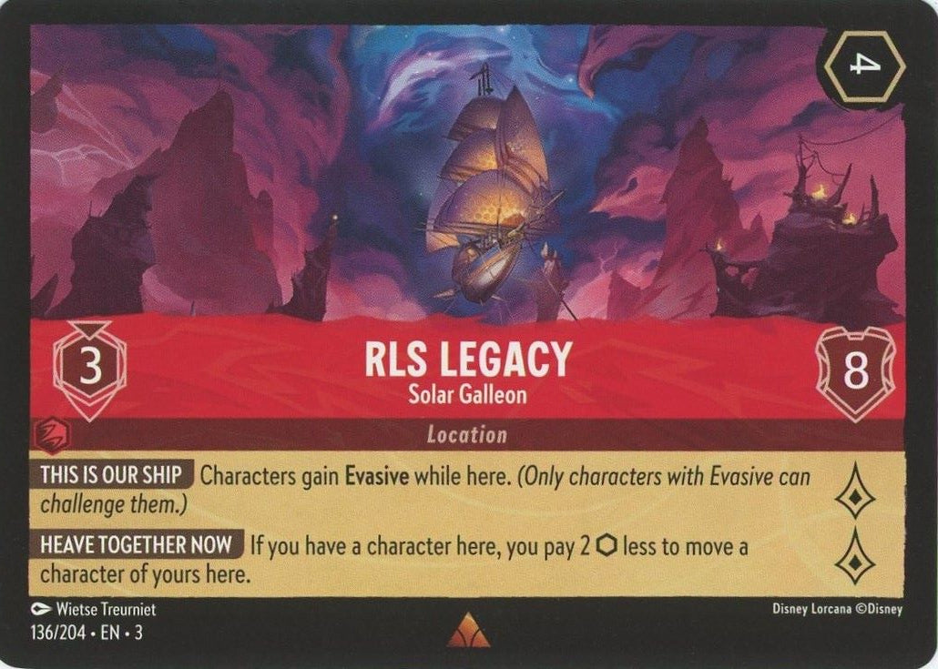 Disney Lorcana Into the Inklands RLS Legacy Solar Galleon Rare #136