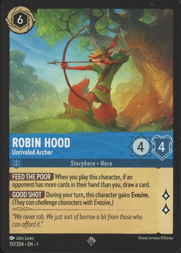 Disney Lorcana: The First Chapter Robin Hood Unrivaled Archer Super Rare #157