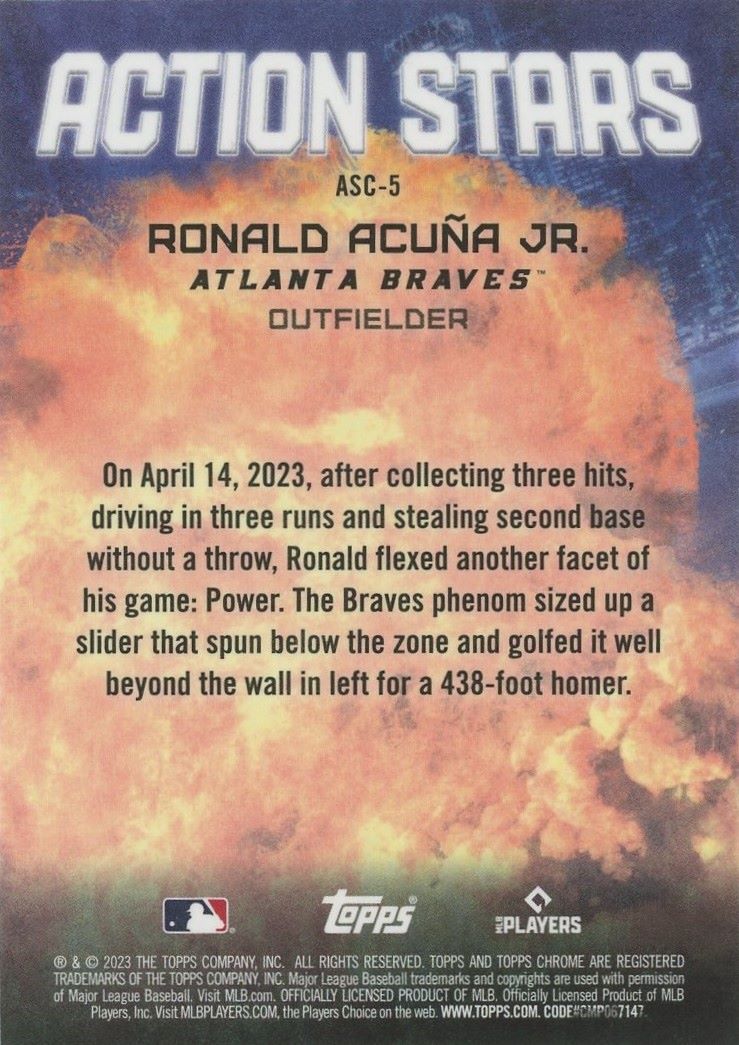 2023 Topps Chrome Update Ronald Acuna Jr Action Stars #ASC-5